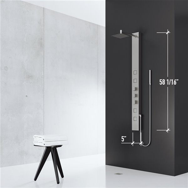 VIGO Sutton Stainless Steel 4Spray Square High Pressure Shower Panel