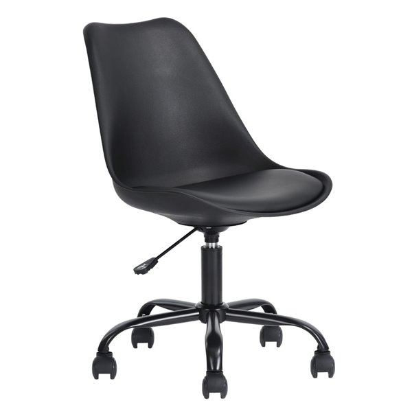 Chaise de bureau pivotante contemporaine et ergonomique avec hauteur  réglable, sans accoudoir, Blokhus de Homycasa, noir 0100200005033