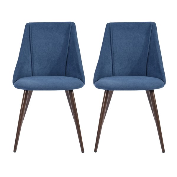 Chaise d'appoint contemporaine rembourrée en polyester/mélange de polyester Smeg de Homycasa et cadre en métal, bleu, 2 pièc