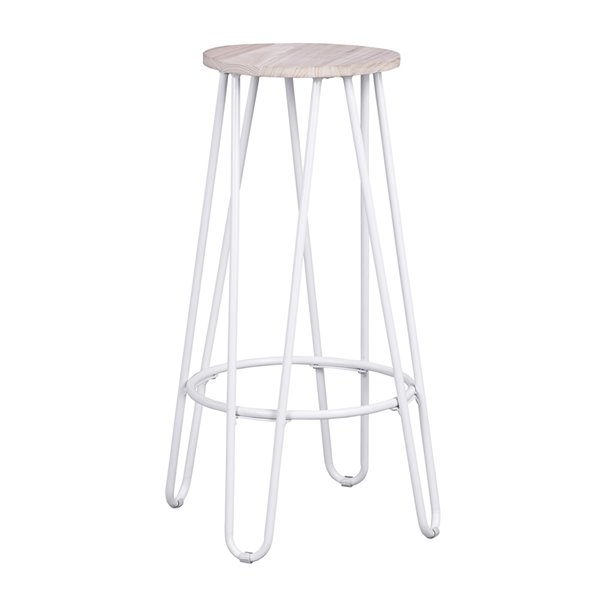 Tabouret de bar rembourré blanc à hauteur de comptoir (22 po à 26 po) de  !nspire, ens. de 2