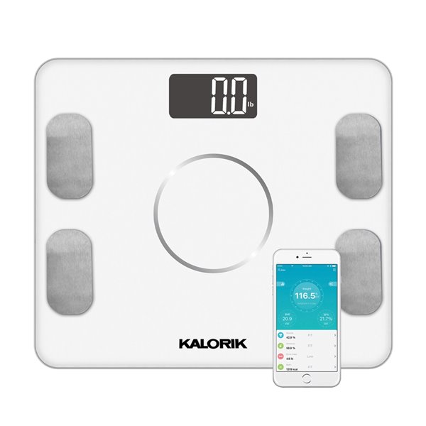 Kalorik Home 396-lb Smart White Bathroom Scale With Body Fat Indicator