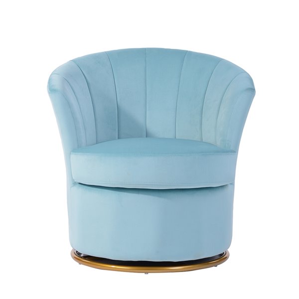 FurnitureR Peony Modern Blue Velvet Accent Chair
