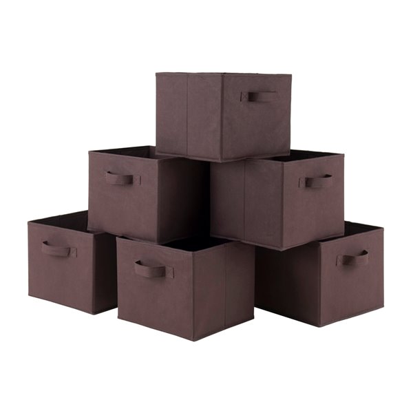 Winsome Wood 6-pack Capri Foldale Chocolate Fabric Basket