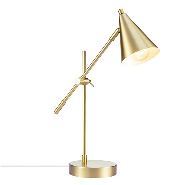 Novogratz X Globe Electric Tacoma 19.82-in Adjustable Matte Gold On/Off Switch Standard Desk Lamp with Metal Shade