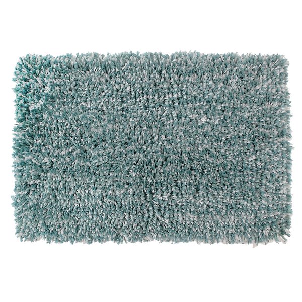 IH Casa Decor Shaggy Blue and White 20-in x 32-in Microfibre Bath Mat