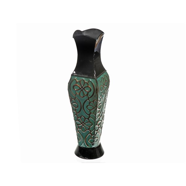 Vase en métal obsidienne par IH Casa Decor, 18 po