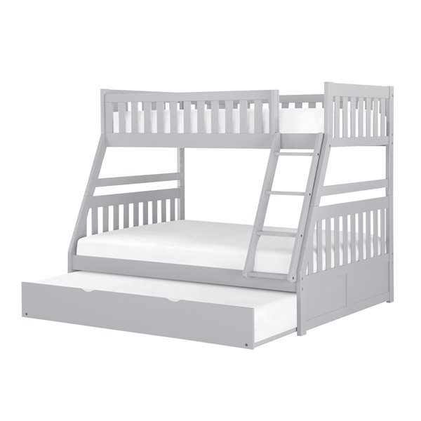 Hometrend Twin/Full Bunk Bed with Trundle Grey