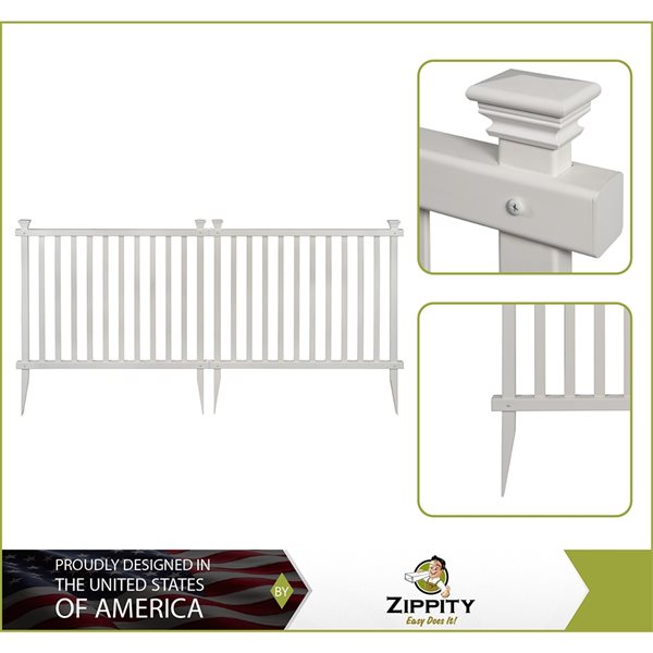 ZIPPITY OUTDOOR PRODUCTS Baskenridge No-Dig Vinyl Fence Kit 2-Pack (36 ...