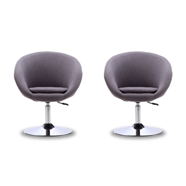 Ensemble de 2 chaises pivotantes Hopper moderne en tissu croisé gris de Manhattan Comfort