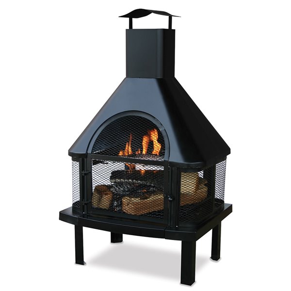 Endless Summer Black Stainless Steel Outdoor Fireplace with Chimney