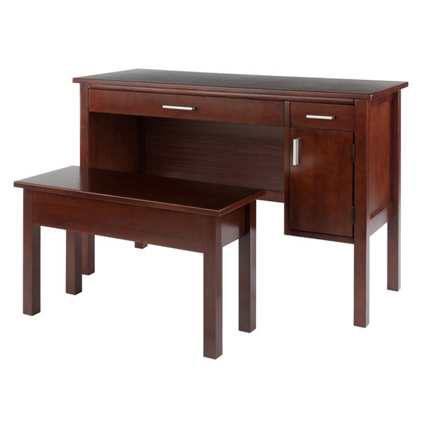 Winsome Wood Emmett 2-piece Walnut Beechwood Transitional Home Office Furniture Set