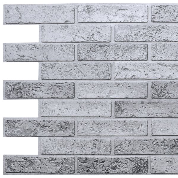 Dundee Deco Falkirk Retro 3d Iii Grey Faux Brick 3 2 Ft X 1 6 Pvc Wall Panel 5 Sq Each 10 Pack Réno Dépôt - Gray Brick Wall Panel
