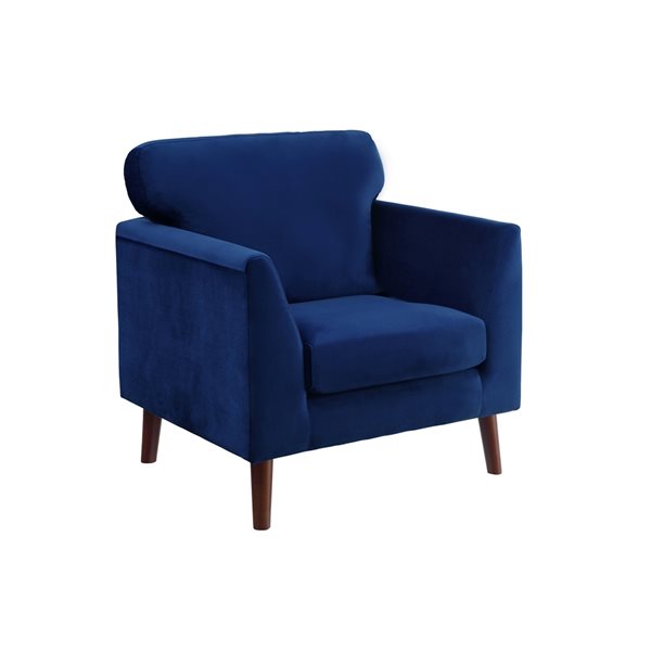 Chaise d'appoint moderne Tolley en velours bleu de HomeTrend