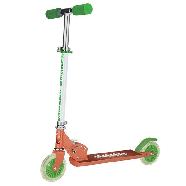 Rugged Racers 2-Wheel Orange and Green Football Design with LED Lights Kids  Scooter