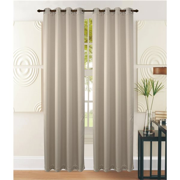 Marina Decoration 95-in Beige Polyester Blackout Standard Lined Curtain Panel Pair