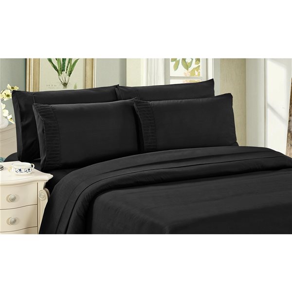 Draps Marina Decoration noir pour lit à deux places en polyester, 6 mcx