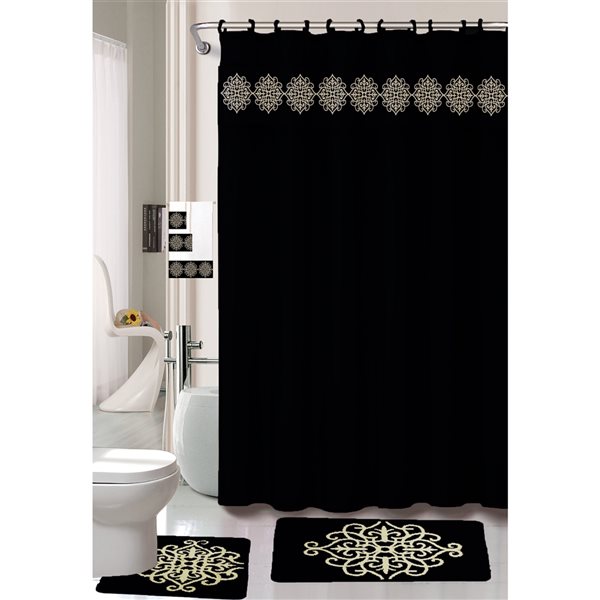 Nova Home Collection 36-in x 24-in Polyester Memory Foam Bath Mat Set in Black - 18-Piece