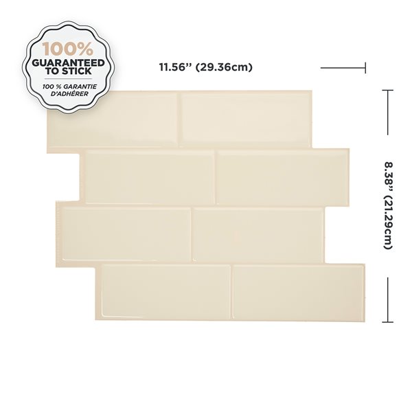 Smart Tiles 3D Peel n Stick Backsplash 4 Sheets 11.56 x8.38 MetroGallino  Cream