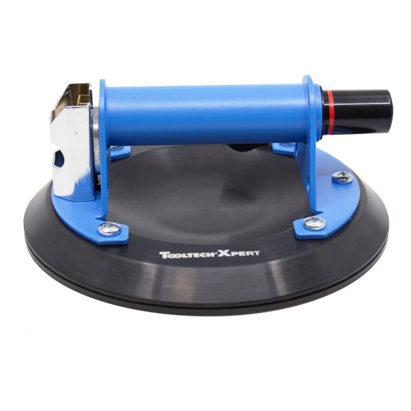 Ventouse Xpert par Tooltech en plastique bleu et noir de 8 po de diamètre et 265 lb avec manomètre