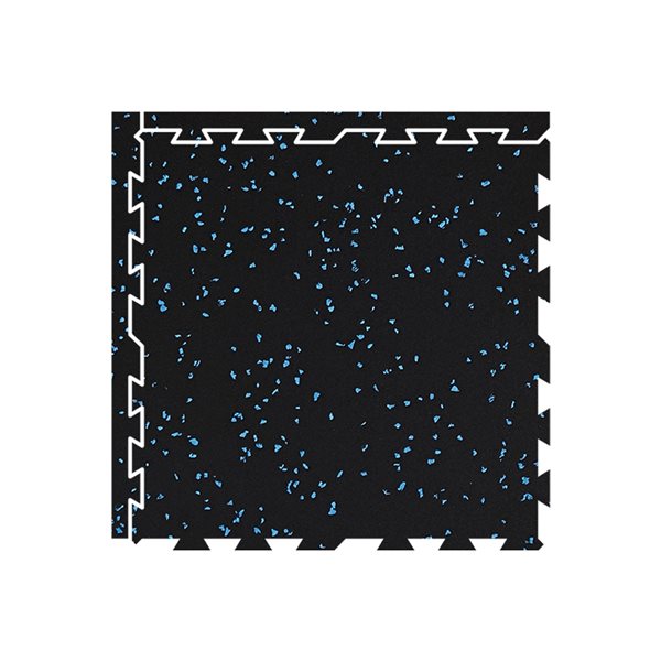 Tapis en caoutchouc FitFloor PRO noir moucheté de bleu emboîtable de 0,4 po x 24 po x 24 po