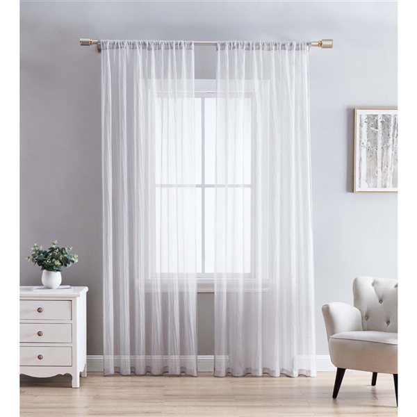 Swift Home 95-in Light Grey Polyester Crinkle Sheer Interlined Curtain Panel Pair