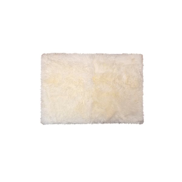 Tapis décoratif intérieur en peau de mouton rectangulaire par Natural, 2 pi x 3 pi, blanc