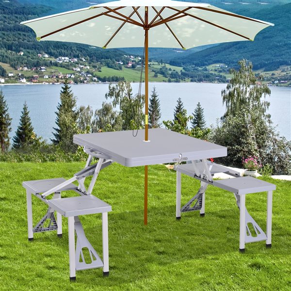 Work Smart 96-In Grey Rectangular Folding Table