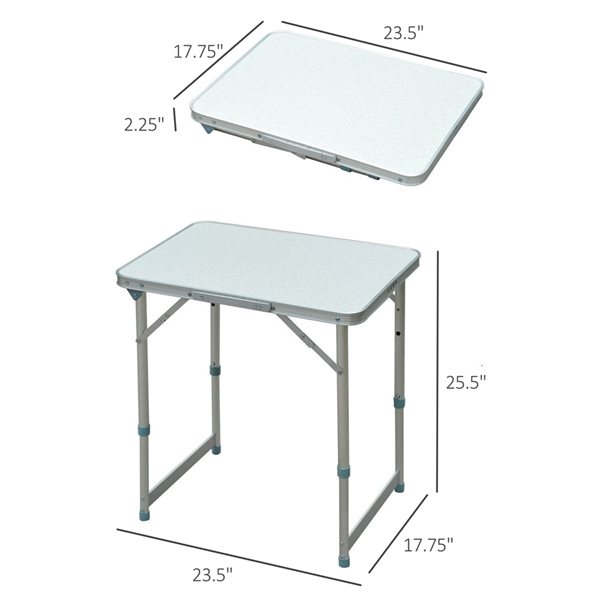 Table pliante blanche d'extérieur Outsunny rectangulaire de 33,5 po x 45,25  po A20-204WT