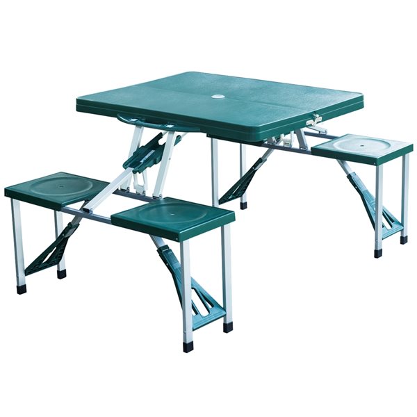 Table de pique-nique pliante par Outsunny rectangulaire en plastique vert  de 33,7 po 01-0402