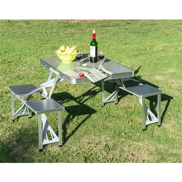 Table de pique-nique pliante par Outsunny rectangulaire en plastique vert  de 33,7 po 01-0402