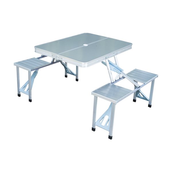 Table de pique-nique pliante par Outsunny rectangulaire en plastique bleu  de 33,25 po 01-0009