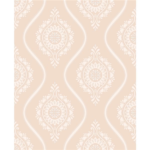 Fine Decor Paper Unpasted Beaumont Coral Ogee Wallpaper FD40691S