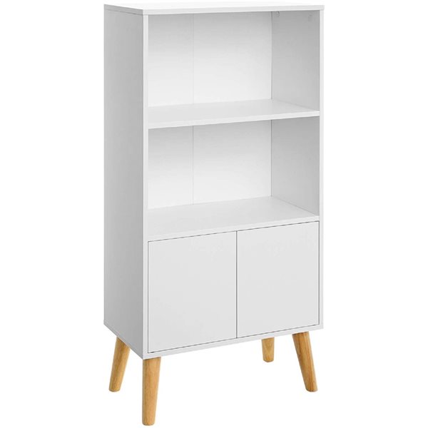 VASAGLE White Composite 3-Shelf Bookcase with Storage Unit LBC09WT