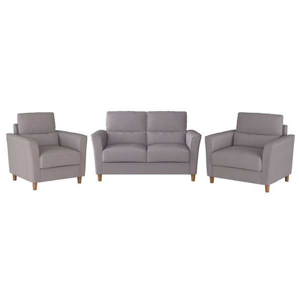 Ensemble causeuse, canapé et fauteuil d'appoint en microfibre gris clair CorLiving- 3 pièces