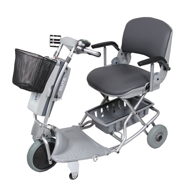 Scooter électrique pliable gris Ezee Elite par Ezee Life avec siège rembourré