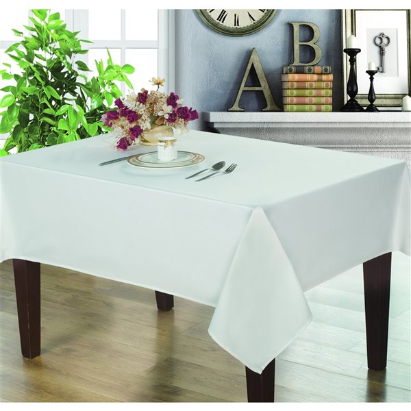 Nappe blanche d'intérieur de Home Secret pour table rectangulaire de 8 pi