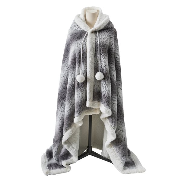 grey hooded blanket