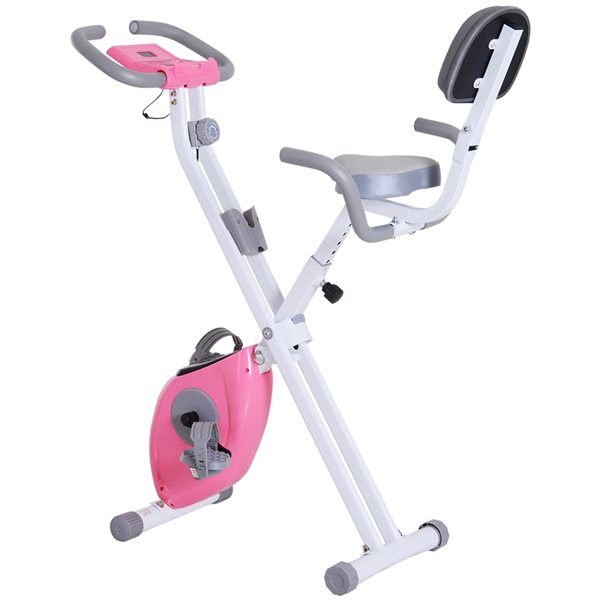 Vélo d'exercice Soozier vertical magnétique avec support pour tablette, rose