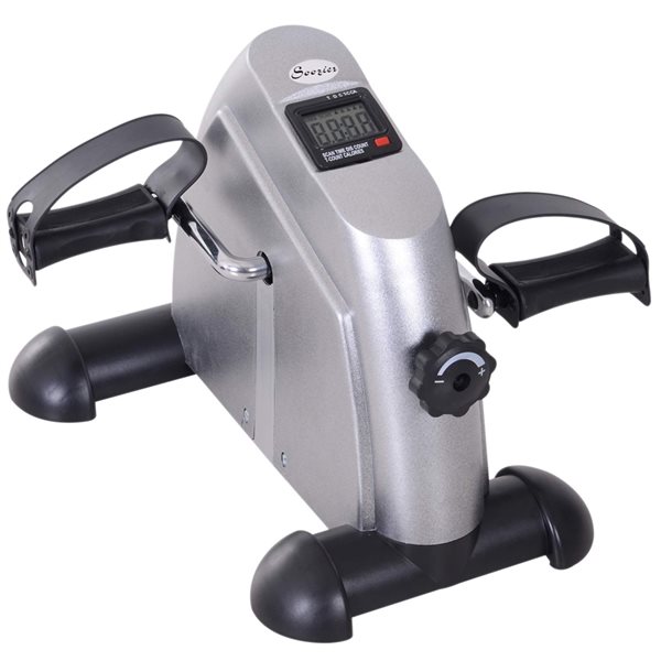 Soozier Silver Upright Cycle Mini Exercise Bike with LCD Display