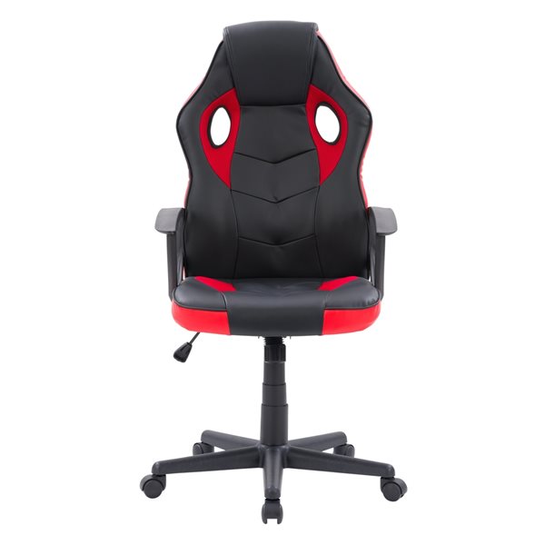 Chaise de bureau ergonomique pivotante noir et rouge Mad Dog par CorLiving à hauteur réglable