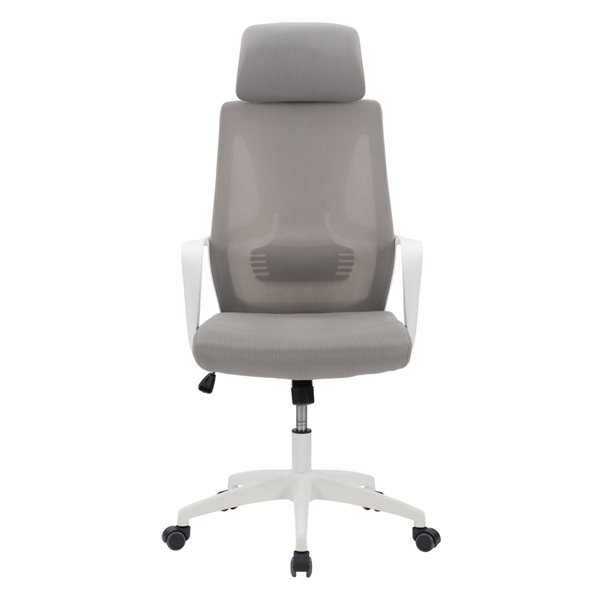 Chaise de bureau ergonomique pivotante blanc et gris Workspace par CorLiving à hauteur réglable