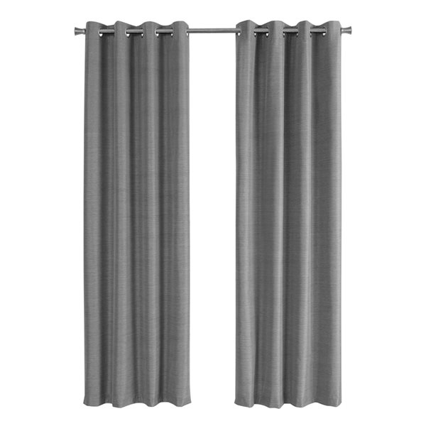 Panneau de rideau double occultant à isolation thermique par Monarch Specialties de 84 po en polyester gris