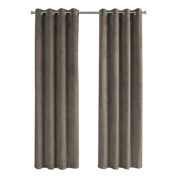 Monarch Specialties 95-in Taupe Polyester Room Darkening Interlined Curtain Panel Pair