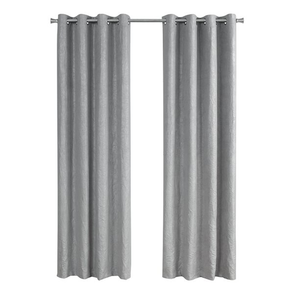 Monarch Specialties 95-in Silver Polyester Room Darkening Interlined Curtain Panel Pair