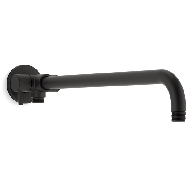 KOHLER Matte Black Wall Mount Rain Head Shower Arm with Diverter 76332