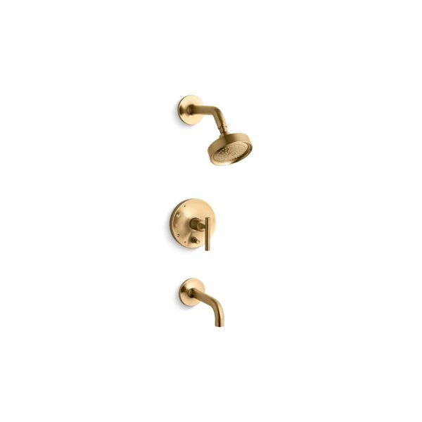 KOHLER Purist Brushed Brass 1Handle Bathtub and Shower Faucet with