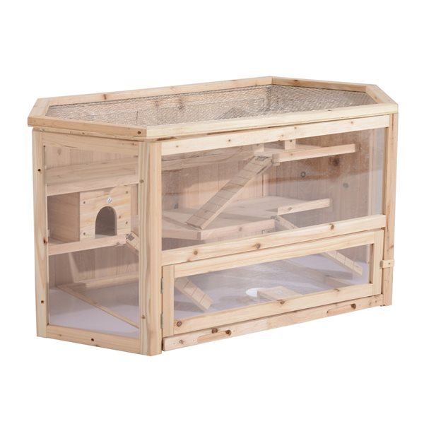 Pawhut 3.77-ft x 1.96-ft x 1.81-ft Natural Wood Small Pet Crate