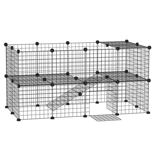 Cage PawHut en métal noir de 4,79 pi x 2,4 pi x 2,4 pi pour animal de  compagnie de petite taille