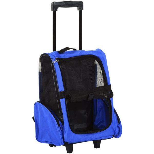 Pawhut 1.38-ft x 0.81-ft x 1.81-ft Blue Mesh and Fabric Small Pet Carrier