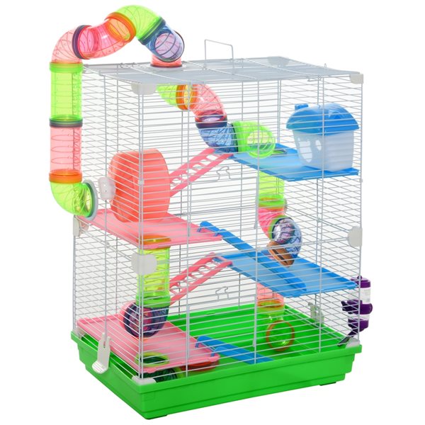 Pawhut 1.5-ft x 0.98-ft x 1.9-ft Multicolour Plastic and Metal Small Pet Crate